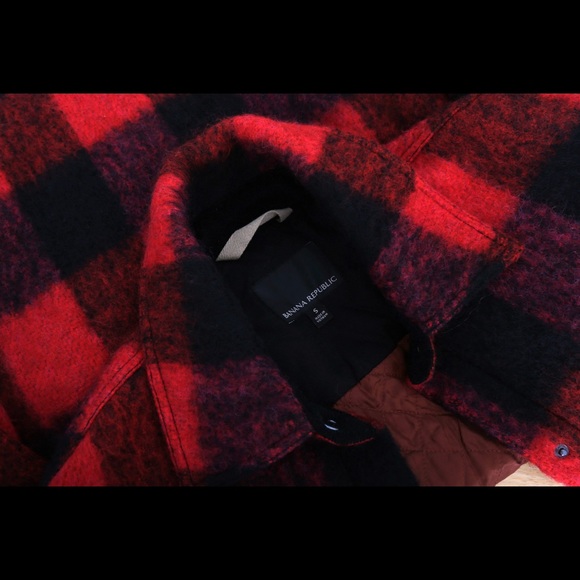 NWOT Banana Republic buffalo plaid wool coat S - Picture 3 of 7